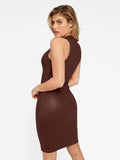 The Shapewear Dress Leather Mock Neck Midi