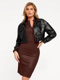 The Shapewear Dress Leather Mock Neck Midi