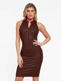 The Shapewear Dress Leather Mock Neck Midi