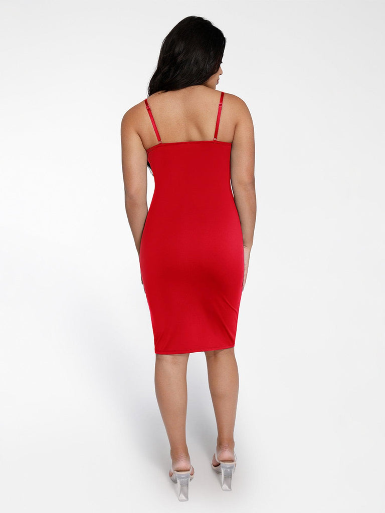 Popilush? Slip Bodycon Party Summer Cocktail Casual Gown The Shapewear Dress Midi with Mesh Detail