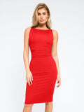 Popilush? Built-in Shapewear Ruched Sleeveless Midi Dress
