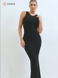Built-In Shapewear Crew Neck Sleeveless Maxi Lounge Dress