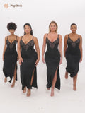 Built-In Shapewear Lace Slip Split Maxi Dress