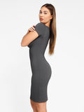 Popilush? Built-In Shapewear Denim Bustier Midi Dress
