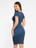 Popilush? Built-In Shapewear Denim Bustier Midi Dress