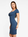 Popilush? Built-In Shapewear Denim Bustier Midi Dress