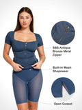 Popilush? Built-In Shapewear Denim Bustier Midi Dress