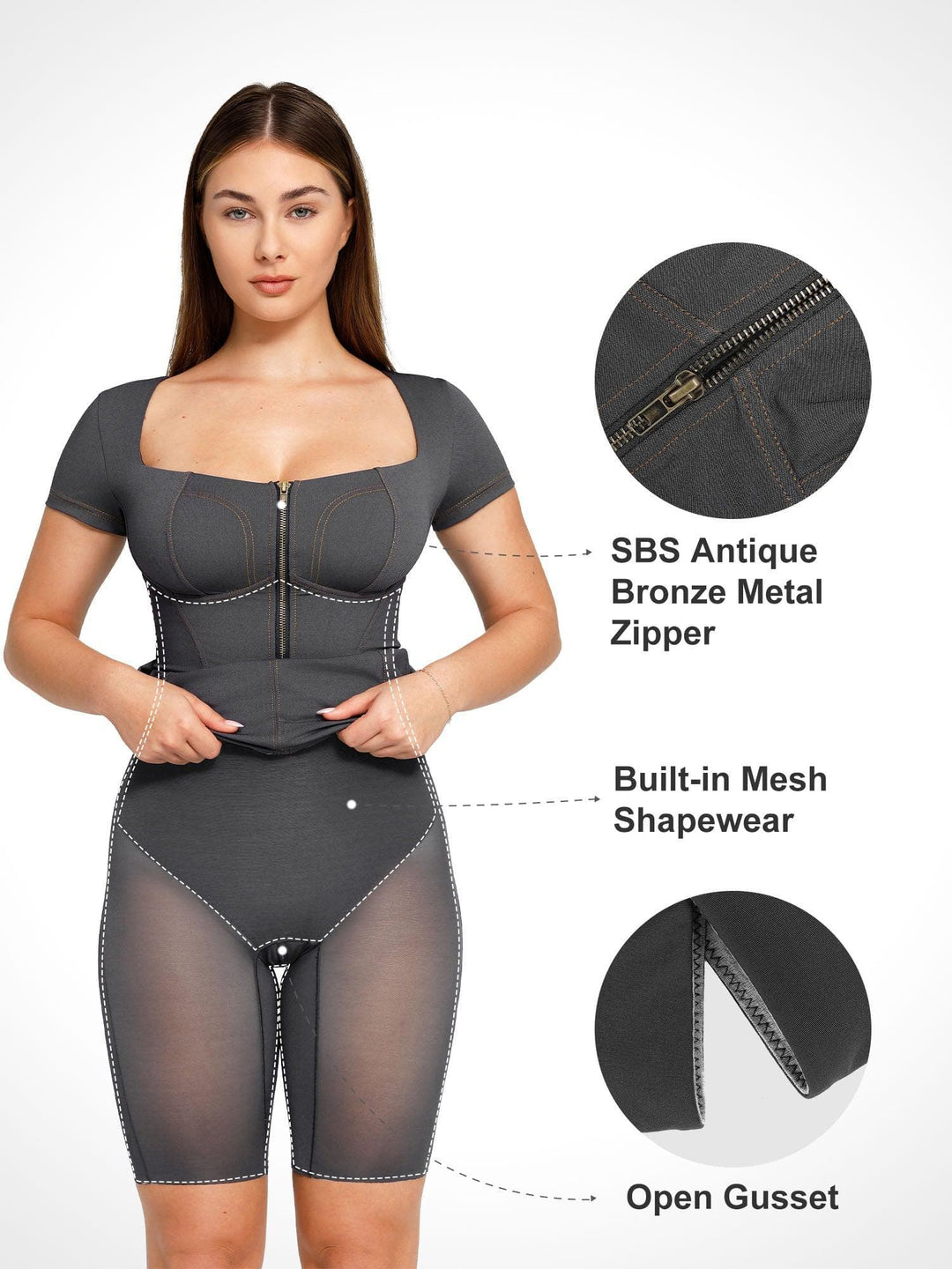 Popilush? Built-In Shapewear Denim Bustier Midi Dress