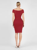 Popilush? Built-In Shapewear Off Shoulder Ruched Midi Dress