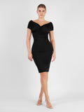 Popilush? Built-In Shapewear Off Shoulder Ruched Midi Dress