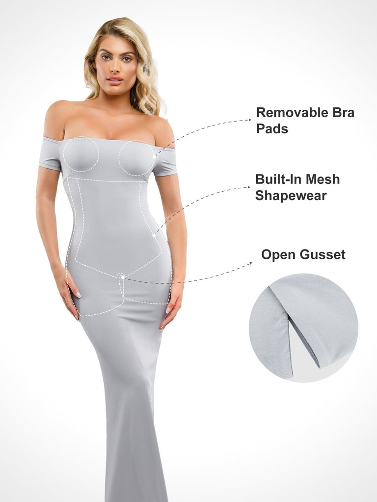 Popilush? Built-In Shapewear One Shoulder Maxi Dress