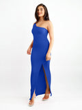 Popilush? Formal Bodycon Party Dress Built-In Shapewear One Shoulder Split Modal Maxi Dress