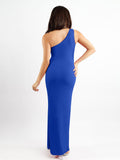 Popilush? Formal Bodycon Party Dress Built-In Shapewear One Shoulder Split Modal Maxi Dress