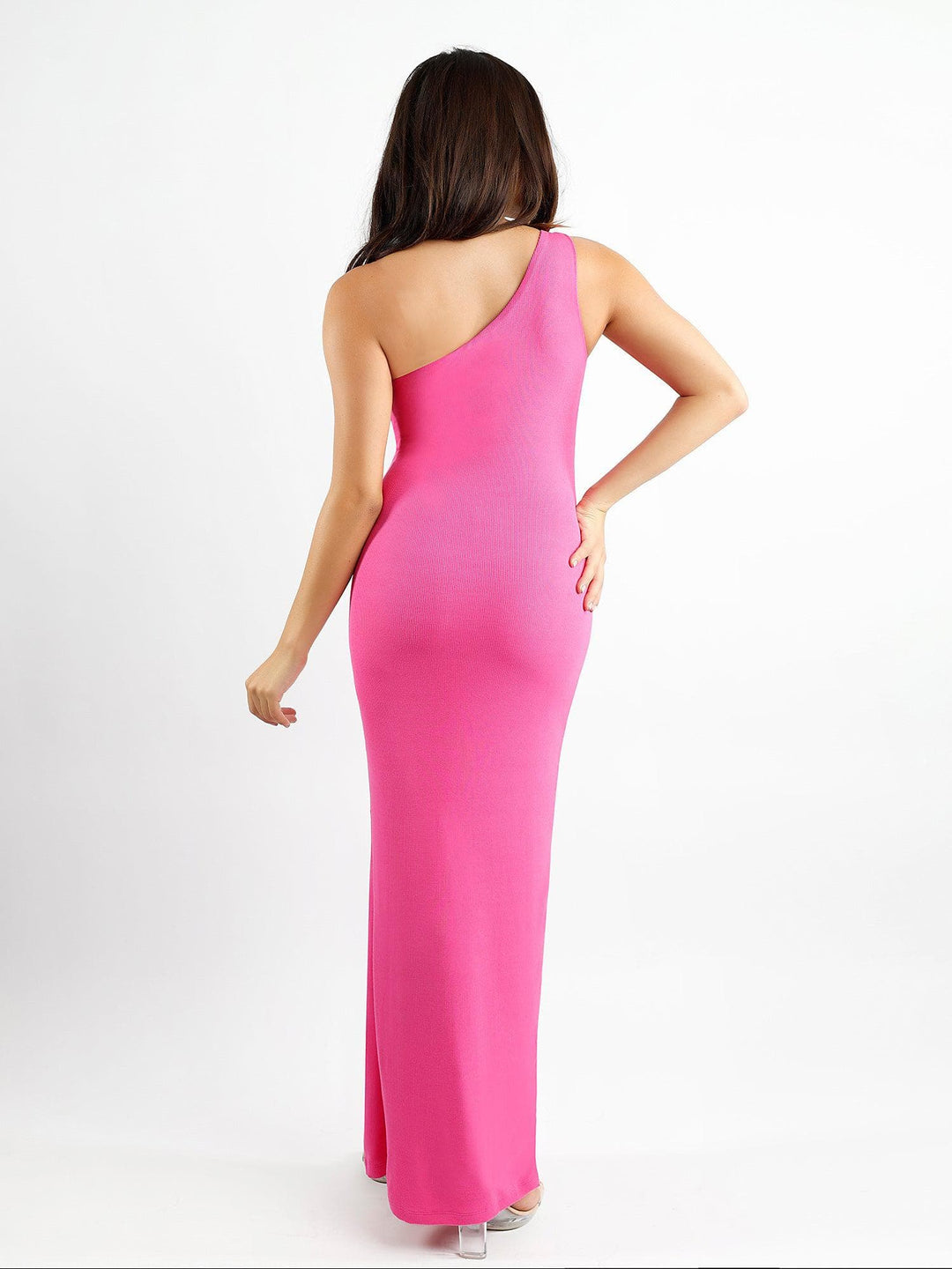 Popilush? Formal Bodycon Party Dress Built-In Shapewear One Shoulder Split Modal Maxi Dress