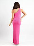 Popilush? Formal Bodycon Party Dress Built-In Shapewear One Shoulder Split Modal Maxi Dress