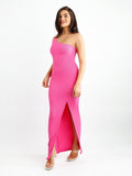 Popilush? Formal Bodycon Party Dress Built-In Shapewear One Shoulder Split Modal Maxi Dress