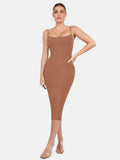 Popilush Shaping Slip Dress Built-In Shapewear Slip Midi Lounge Dress