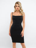 Popilush? Built-In Shapewear Slip Ruched Midi Dress