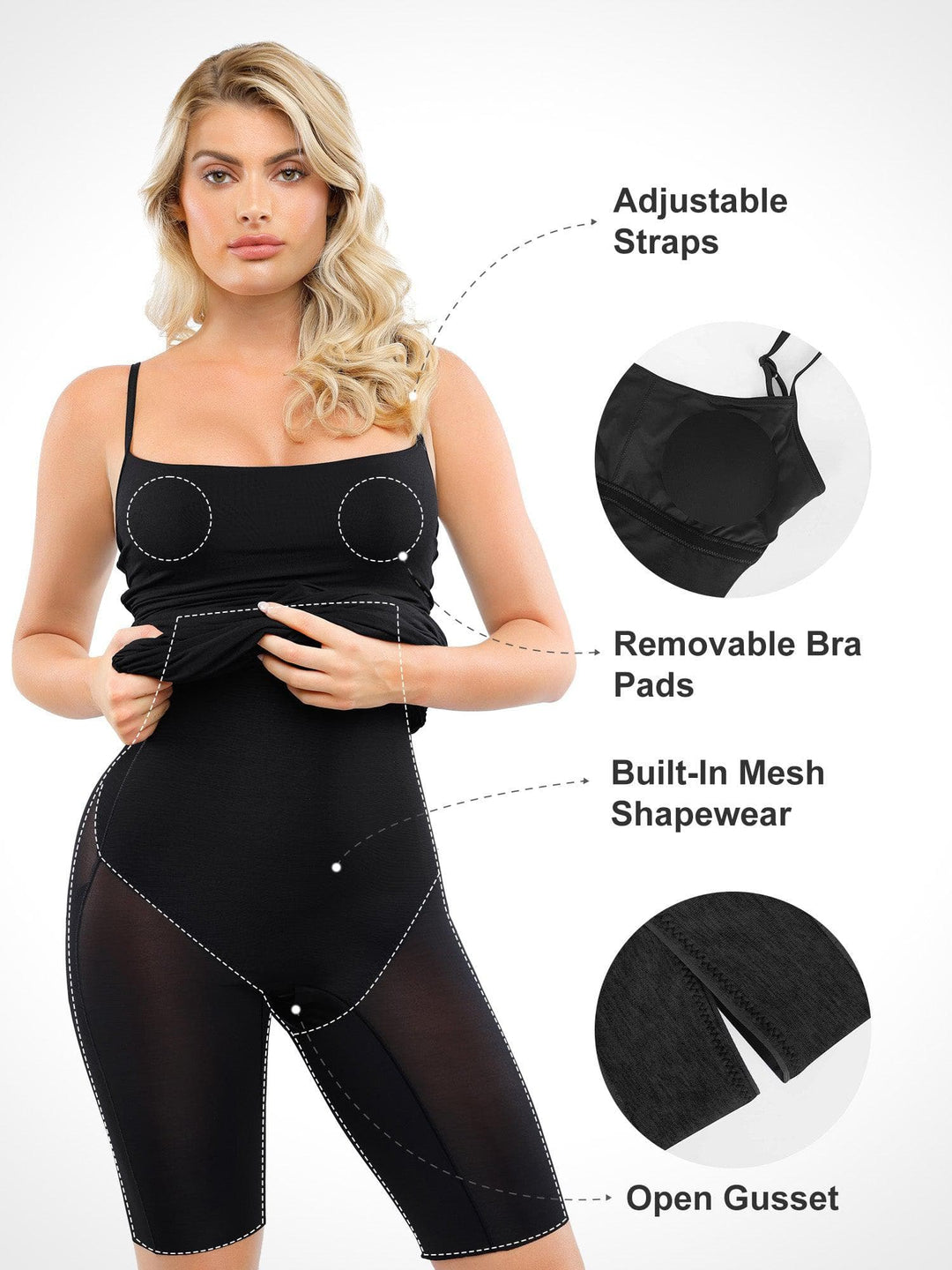 Popilush? Built-In Shapewear Slip Ruched Midi Dress