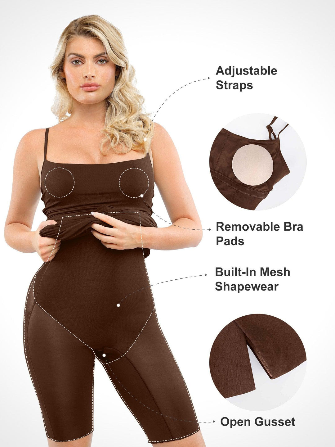 Popilush? Built-In Shapewear Slip Ruched Midi Dress