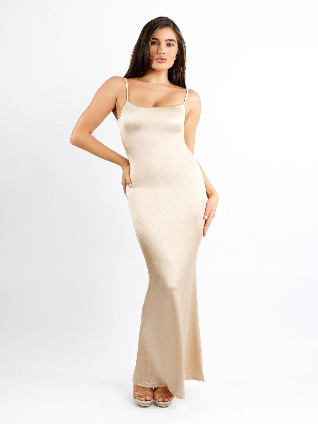 Popilush? Built-In Shapewear Slip Shine Maxi Dress