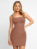 Popilush Bodycon Summer Dress Light Brown / S Built-In Shapewear Wide Straps Mini Lounge Dress