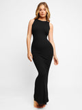 Popilush Bodycon Summer Dress Crew Neck Sleeveless Built-in Shapewear Maxi Dress