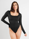 Popilush? Black / S Long Sleeve Shapewear Thong Bodysuit