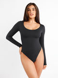 Popilush? Seamless Scoop-Neck Long-Sleeve Bodysuit
