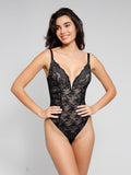 Popilush? Sexy Deep V-Neck Lace Thong Bodysuit