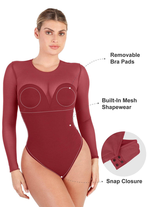 Popilush? Sheer Mesh Shapewear Thong Bodysuit