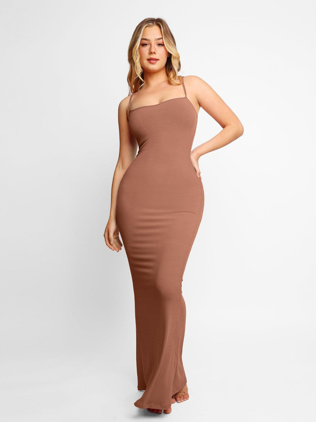 Popilush Shaping Slip Dress Soft Modal Loungewear 8 in 1 Built-In Shapewear Maxi Dress