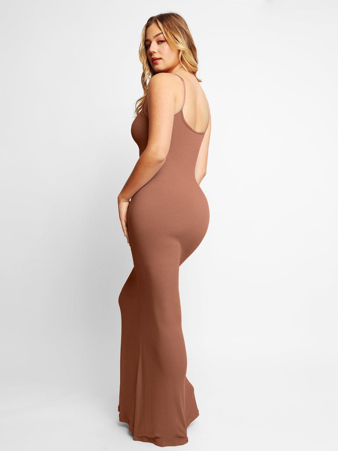 Popilush Shaping Slip Dress Soft Modal Loungewear 8 in 1 Built-In Shapewear Maxi Dress