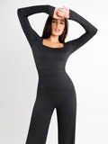 Popilush? Square Neck Wide-Leg Long Sleeve Shapewear Jumpsuit