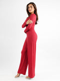 Popilush? Casual Jumpsuit Square Neck Wide-Leg Long Sleeve Shapewear Jumpsuit