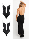 Popilush Shapewear for Low Back Dress Strapless U Plunge Thong Bodysuit Backless Bra